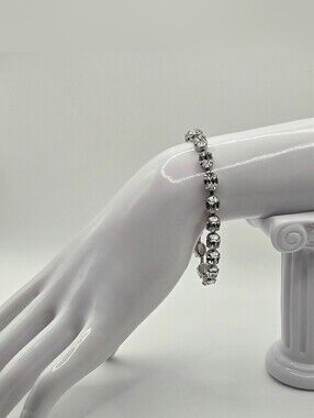 Vintage Coro Clear Rhinestone Tennis Bracelet – Silver Tone Signed | Elegant